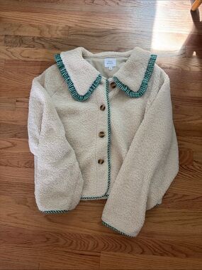 Green Trim Sherpa Jacket
